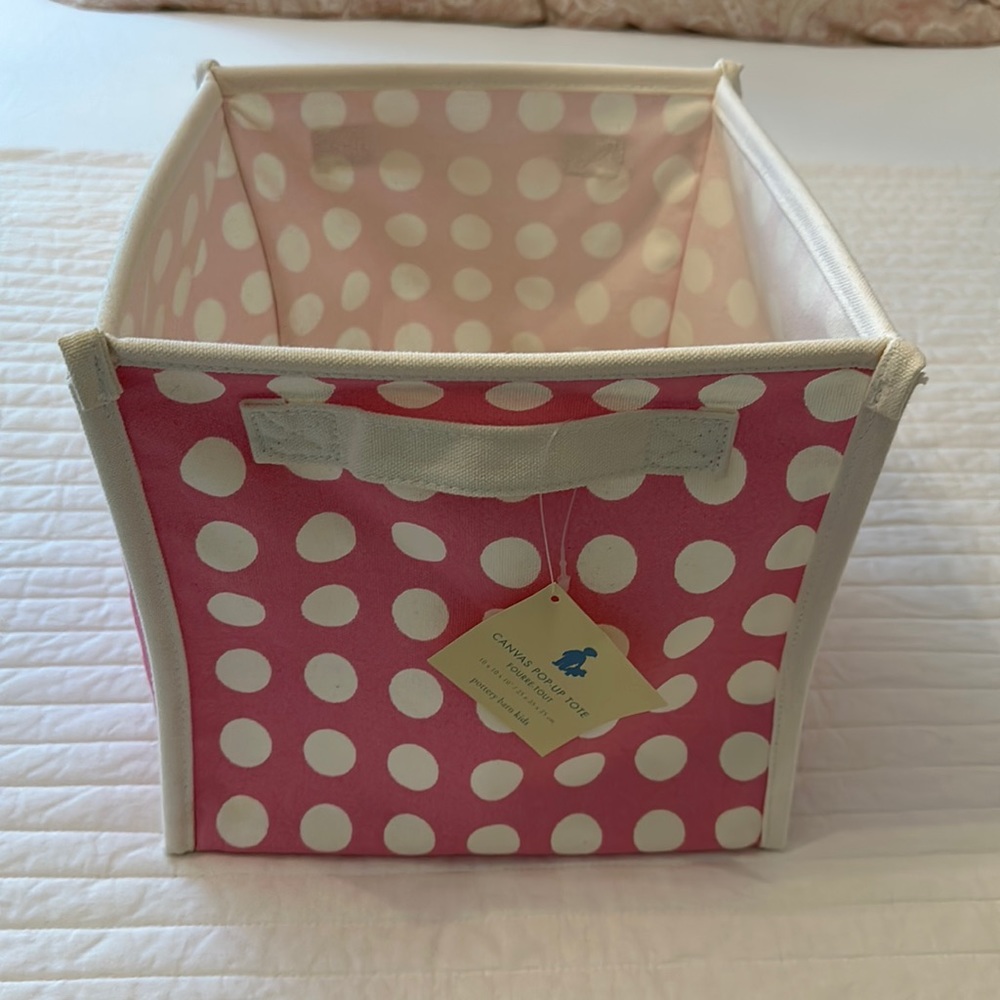 Pottery Barn Kids canvas pop-up tote with tags.